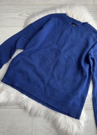 Объёмный синий электрик свитер оверсайз oversize1 фото