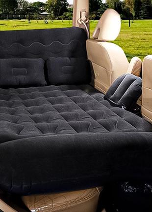 Надувной автомобильный матрас lesko sd-7n black на заднее сиденье с подголовником 130*80 см