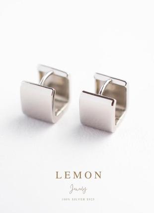Срібні s 925 сережки позолочені золотом au 585 - квадратные серьги минимализм, повседневные10 фото