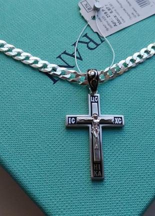Срібний хрестик, крупний серебряный крестик 6 грамм с эмалью3 фото