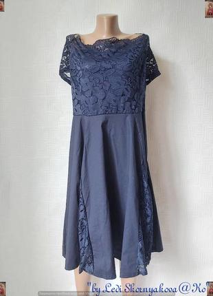 Новое просторное кружевное платье миди на 95 %хлопок в тёмно синем цвете, размер 5хл