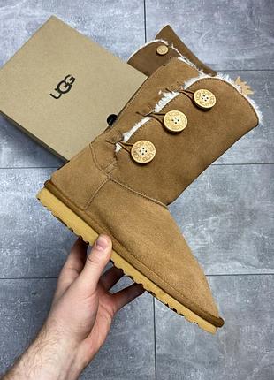 Женские высокие рыжие угги 3 пуговицы ugg maxi