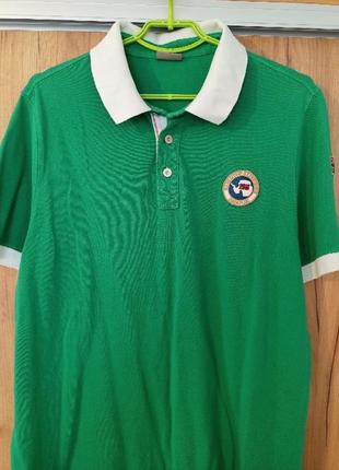 Napapijri мужская футболка зелёная поло с воротником