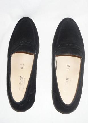 Чорні класичні шкіряні туфлі лофери натуральна замша шкіра gabor comfort замшевые туфли лоферы6 фото