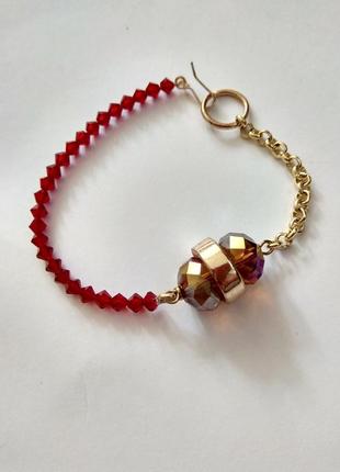 Вінтажні золотисті сережки та браслет із гранатовим склом, чохолакія