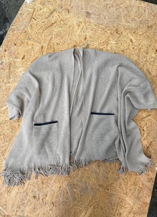 Пончо палантин накидка з карманами розлітайка шарф оверсайз свободное універсальне1 фото