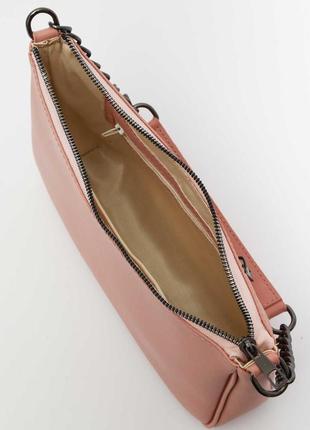 Пудрова маленька сумка клатч через плече рожева міні сумочка крос боді з ручкою, на блискавки4 фото