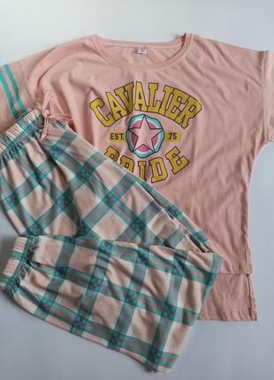 Женская пижама: футболка и штаны турция4 фото