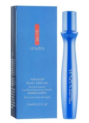 Кульковий аплікатор-есенція для шкіри навколо очей venzen advanced elastic delicate pearl eye essence з кофеїном та екстрактом перлів, 15 мл