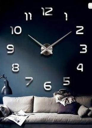 Годинники настінні конструктор,3-d годинник наклейки diy clock tv one mdz-006 сріблясті