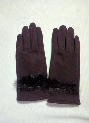 Жіночі сенсорні рукавички колір коричневий2 фото