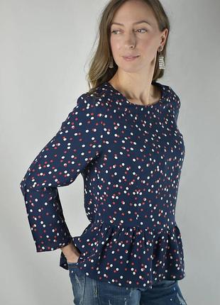 Блуза h&m з оборкою по низу в горох