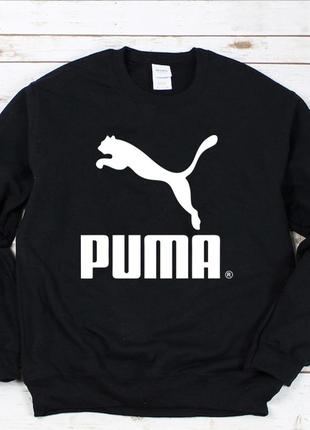 Женский свитшот puma пума чёрный жіночій зимовий світшот на флісі1 фото