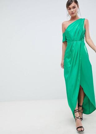 Атласное платье макси на одно плечо asos design4 фото