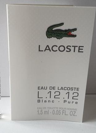 Пробник туалетной воды 1,5 мл lacoste eau de l.12.12 blanc1 фото