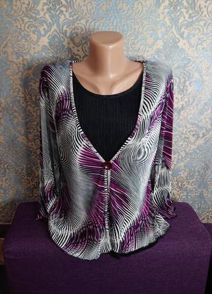 Красивая женская блуза с эффектом 2 в 1 блузка блузочка большой размер батал 50 /521 фото