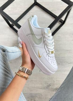 Женские кроссовки air force 1 low white grey gold ( зел.свуш )🔥