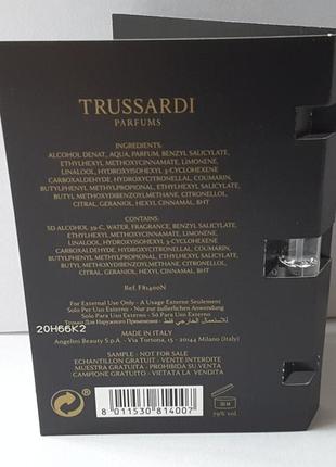 Пробник туалетной воды 1,5 мл trussardi uomo, италия3 фото