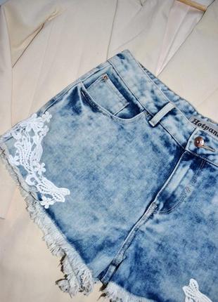 New look класні джинсові шорти варьонки з кружевом5 фото