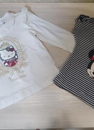 Кофточка hello kitty 9- 12 мес, футболка disney 9 мес
