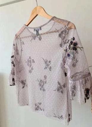 Прозора блуза в стилі прованс з вишивкою3 фото