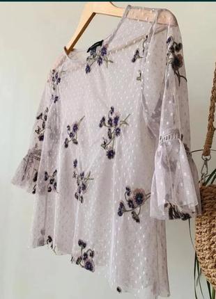 Прозора блуза в стилі прованс з вишивкою2 фото