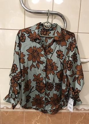 Рубашка в цветочный принт с интересными рукавами zara