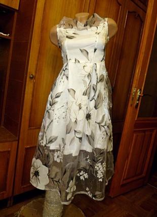 Новое нарядное летнее платье миди exclusive фатин на подкладке xxs-xs1 фото
