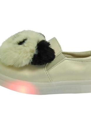 Демисезонные весенние осенние туфли мокасины туфлі кроссовки для девочки дівчини фонарики 891103 фото