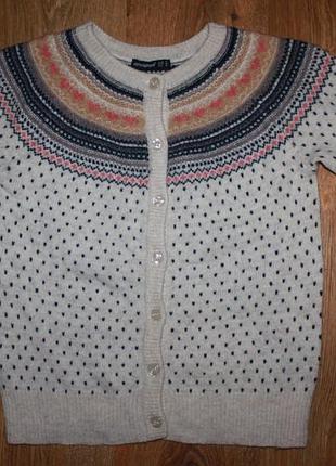 Теплая шерстяная кофта кардиган орнамент этно шерсть atmosphere wool 32-36р.