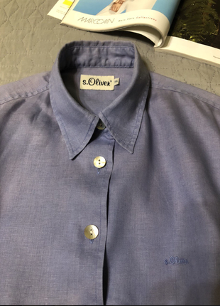 Лляна жіноча сорочка s.oliver з перламутровими ґудзиками, р. s-м-l5 фото