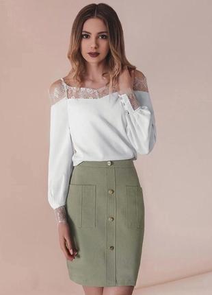 Стильная юбка с карманами в стиле zara1 фото