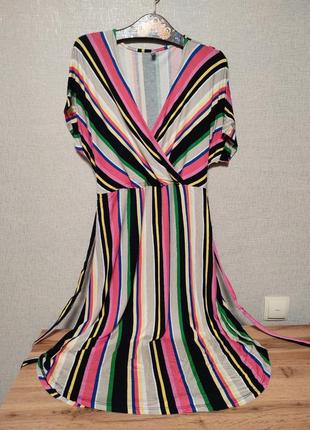 Сукня в смужку плаття із заокругленим низом1 фото