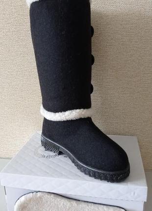 Жіночі зимові валянки бурки чорні чоботи не бояться морозів до -30с високі угги 375 фото