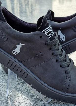 Черные кеды из натуральной кожи в стиле polo ralph lauren 36-40pp!!!3 фото