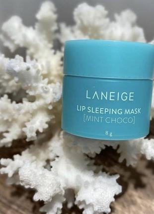 Нічна маска для губ з м'ятою і шоколадом laneige lip sleeping mask choco mint1 фото