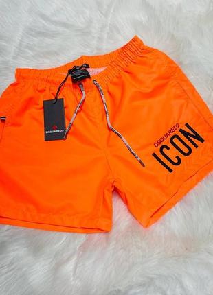 Мужские брендовые пляжные шорты оранжевые1 фото