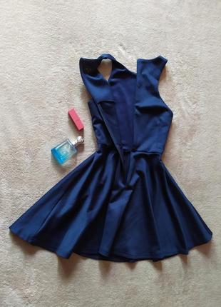 Распродажа 😍😍😍 качественное темно синее плотное платье с пышной юбкой4 фото