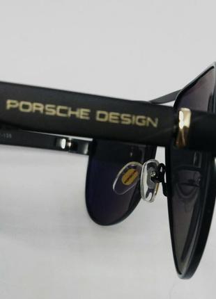 Porsche design стильні чоловічі брендові сонцезахисні окуляри чорні краплі з золотом поляризированные9 фото