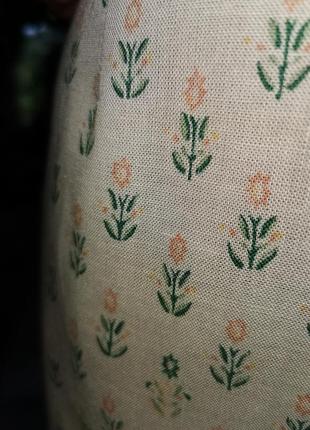 Юбка миди со складками на пуговицах прямая в принт цветы винтажная4 фото