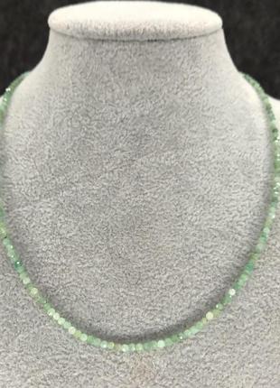 Чокер натуральний камінь смарагд гранована кулька d-2.6мм l-40-45см