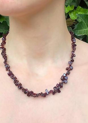 Намисто натуральний камінь гранат "метелик" одинарний l-45см