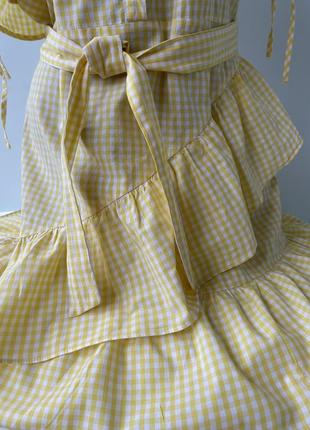 Сукня сарафан натуральний в клітину з рюшами платье сарафан натуральный с воланами ярусный с хлопка 💛  k.zell💛4 фото