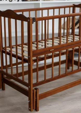 Ліжечко дерев'яне для новонароджених ангелина2, маятник, 120-60 см, бук, сірий4 фото