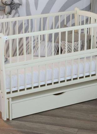 Кроватка колыбель для новорожденных капитошка маятник, ящик, откидной бок, 3 уровня дна, бук. серый4 фото
