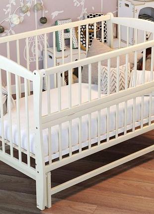 Кроватка колыбель для новорожденных элит маятник, 3 уровня дна, откидная боковина. слоновая кость