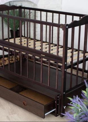 Ліжечко дерев'яне для новонароджених ангеліна, маятник, ящик, 120-60 см, бук, слонова кістка6 фото