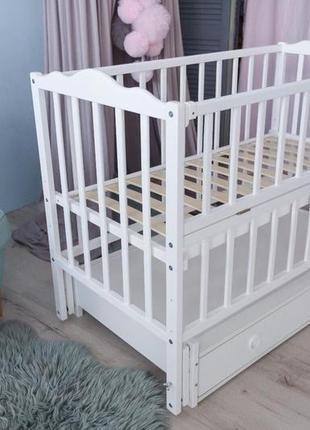 Кроватка деревянная для новорожденных анастасия, маятник, ящики, 120-60 см, бук, венге6 фото