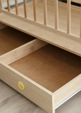 Кроватка деревянная для новорожденных анастасия, маятник, ящики, 120-60 см, бук, венге9 фото