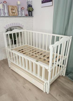 Кроватка деревянная для новорожденных анастасия, маятник, ящики, 120-60 см, бук, венге8 фото